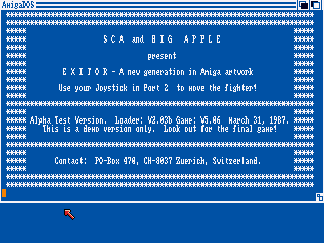 Screenshot of the vaporware game Exitor.