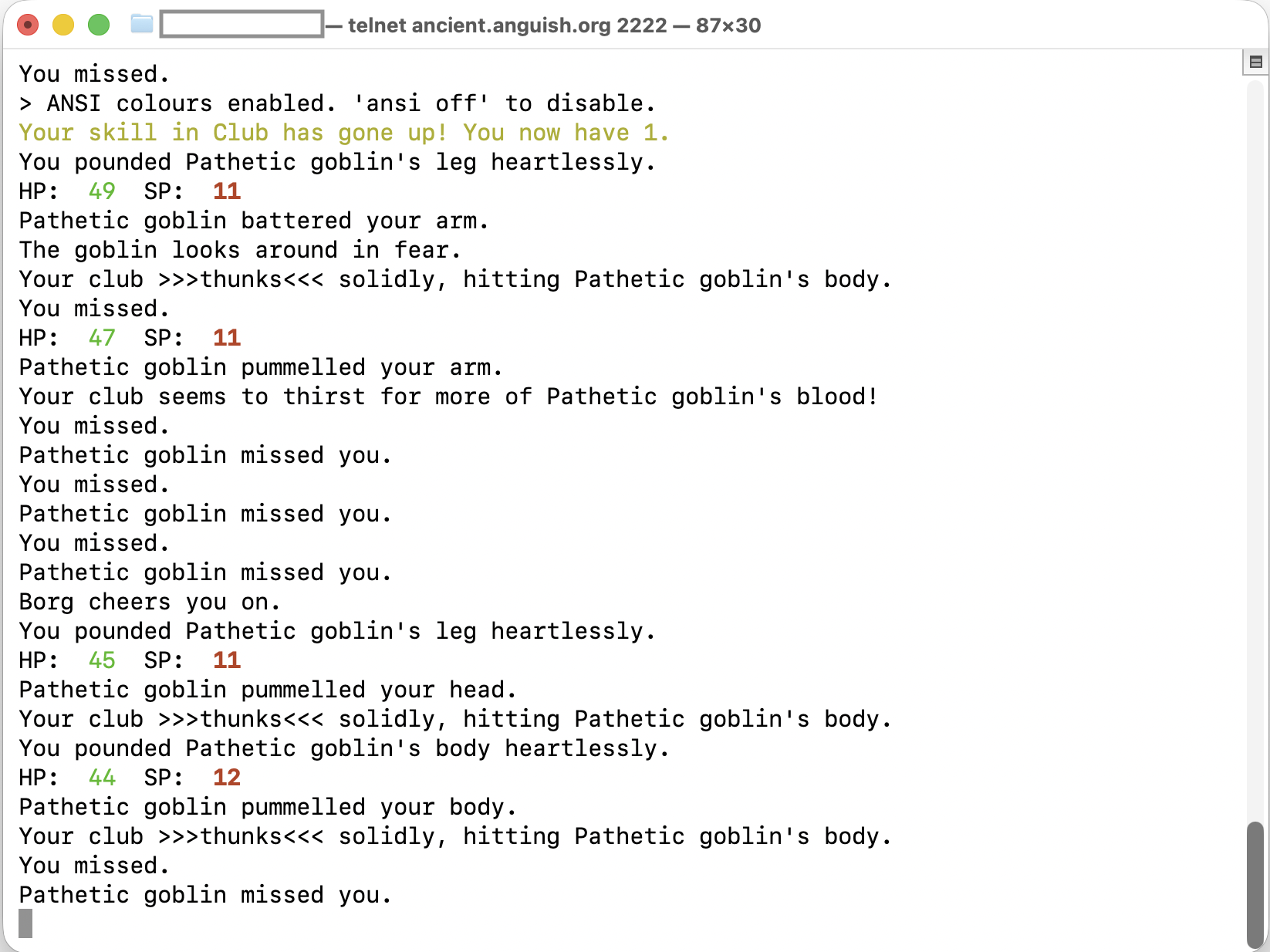 Ancient Anguish over telnet